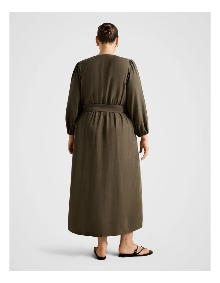 Harmonia Button Midi Dress in Green image 2