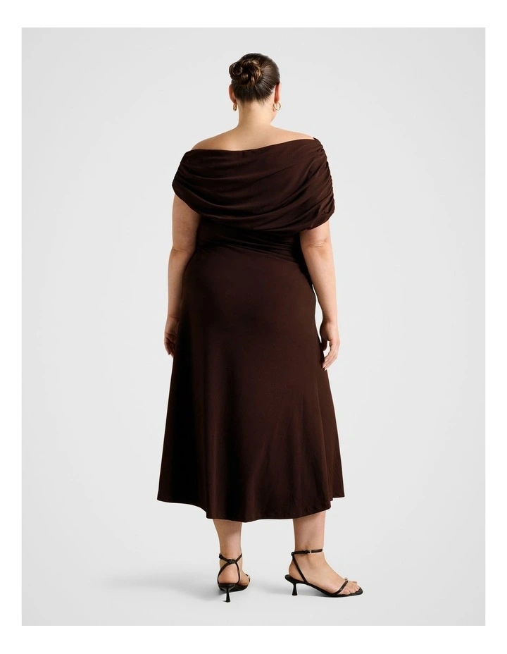 Eris Drape Asymmetrical Crepe Midi Dress image 2