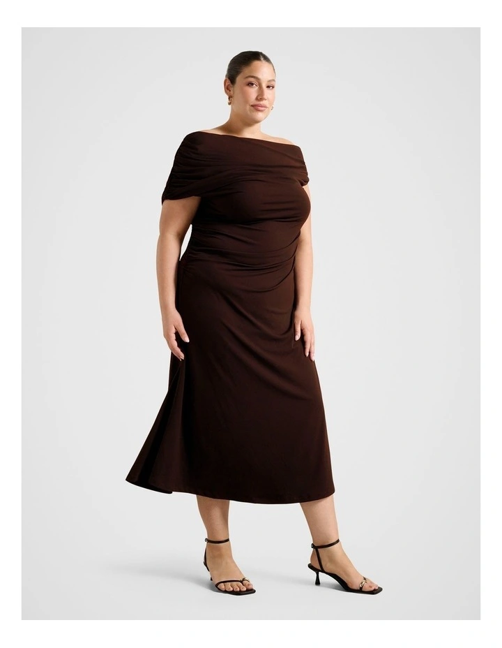 Eris Drape Asymmetrical Crepe Midi Dress image 3