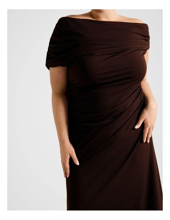 Eris Drape Asymmetrical Crepe Midi Dress image 4