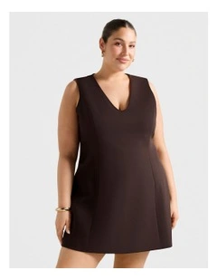 Larisa Tailored Mini Dress in Chocolate
