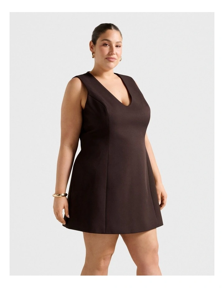 Larisa Tailored Mini Dress in Chocolate image 3