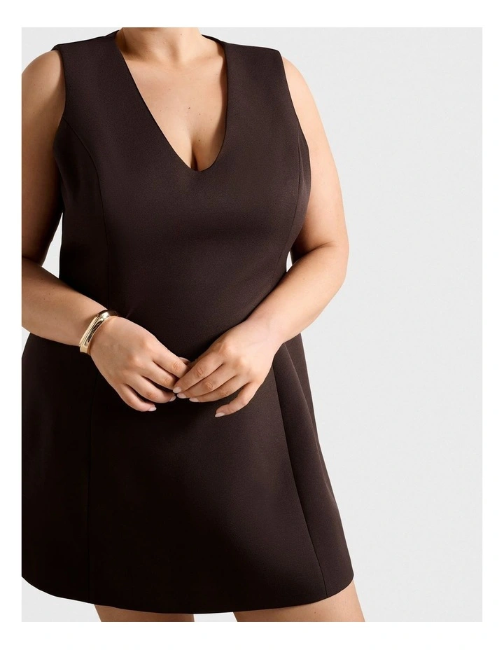 Larisa Tailored Mini Dress in Chocolate image 4