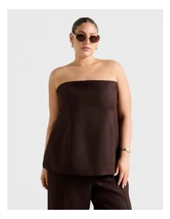 Delton Linen Bandeau Top in Brown