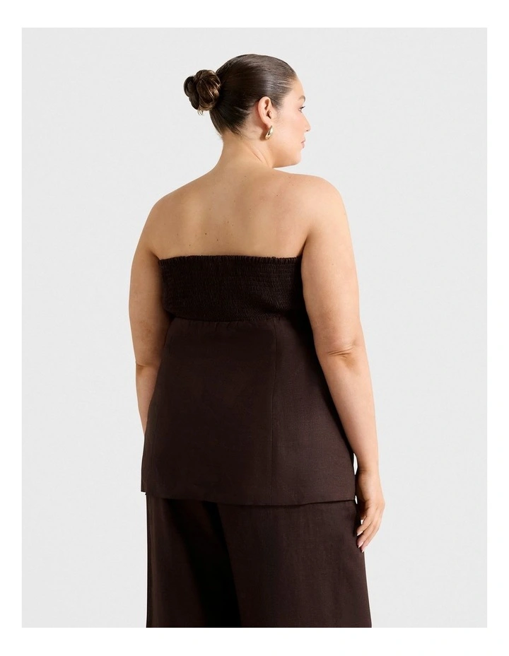Delton Linen Bandeau Top in Brown image 2