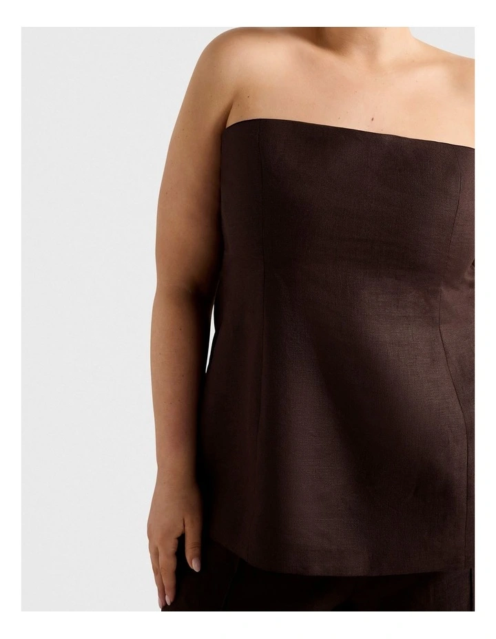 Delton Linen Bandeau Top in Brown image 4