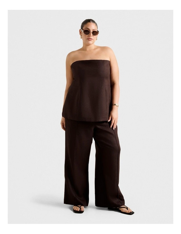 Delton Linen Bandeau Top in Brown image 5