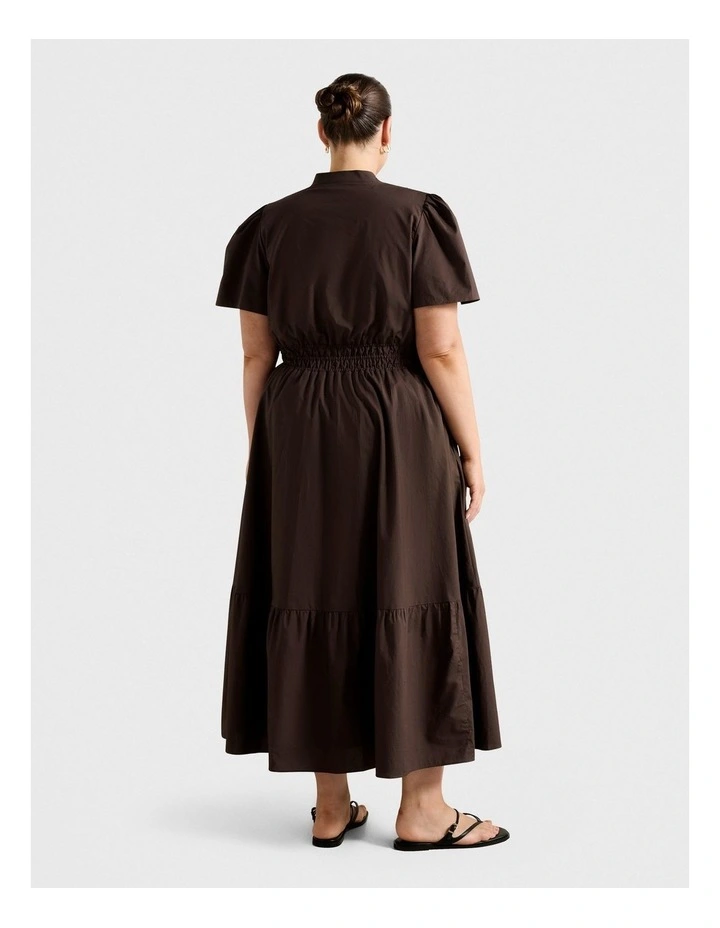 Eleanor Button Down Midi Dress in Brown image 2