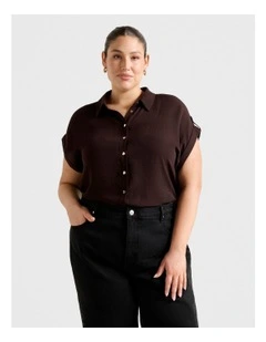 Zadie Short Sleeves Shirt in Brown