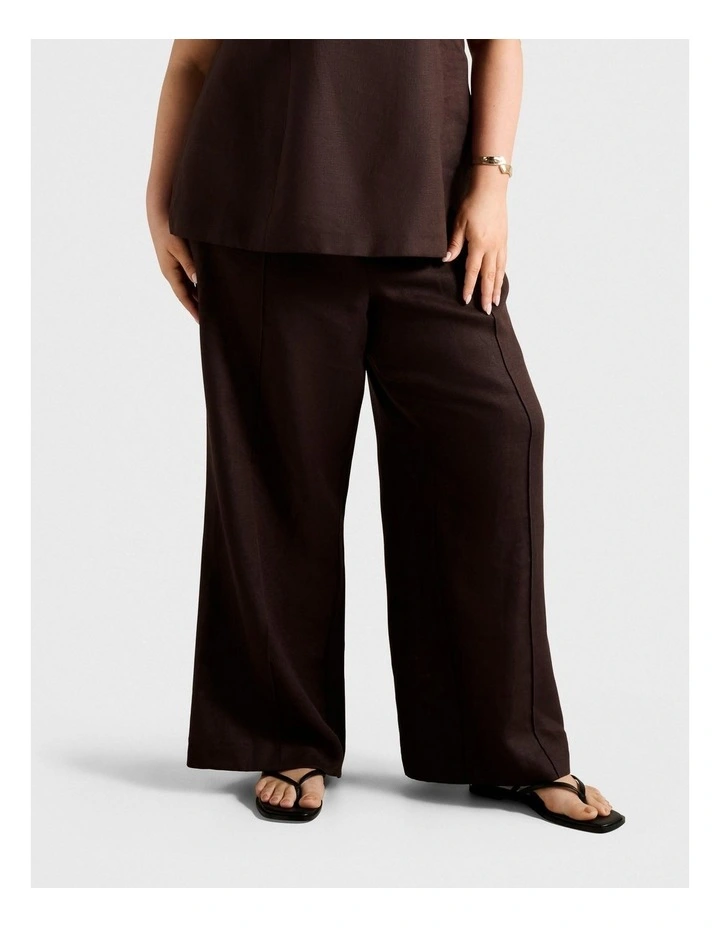 Posey Linen Wide Leg Pants in Brown image 1
