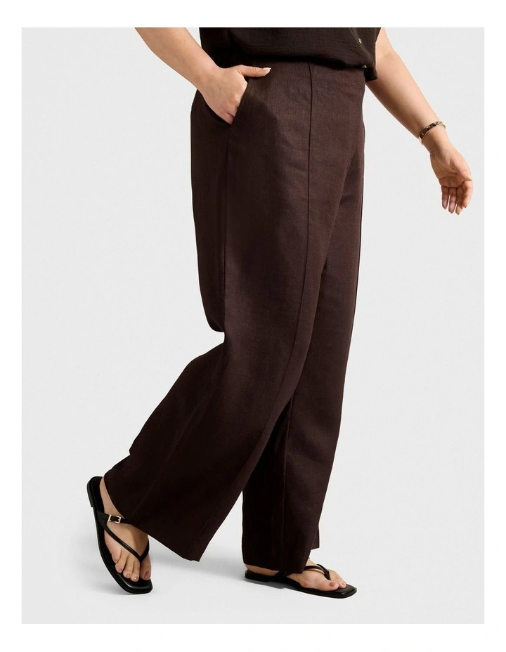 Posey Linen Wide Leg Pants in Brown image 3
