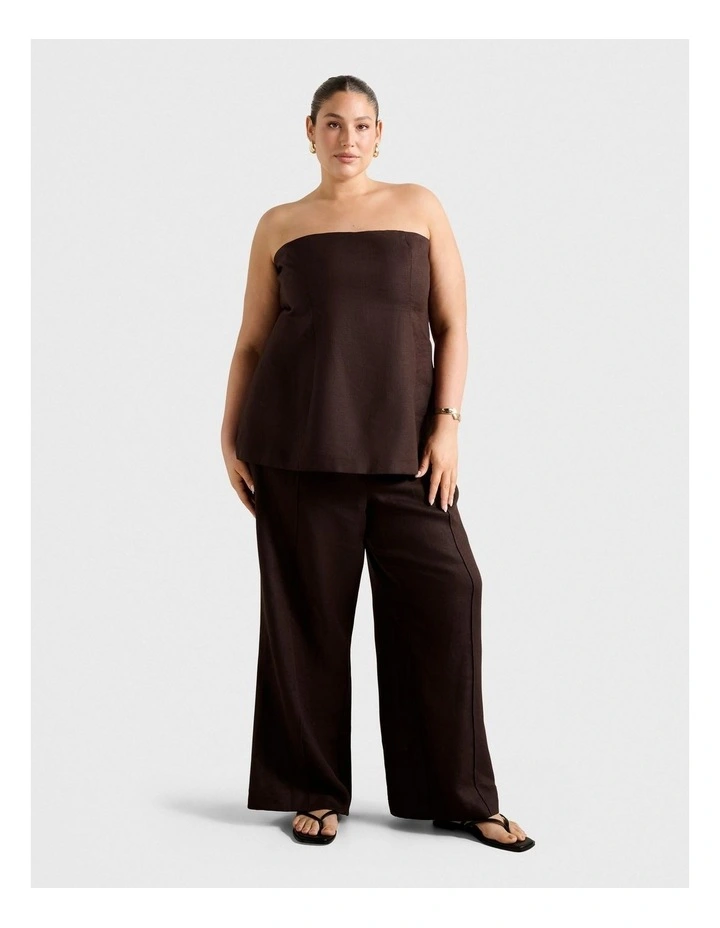 Posey Linen Wide Leg Pants in Brown image 5