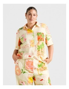 Kailani Linen Button Up Shirt in Multi