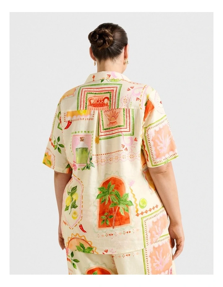 Kailani Linen Button Up Shirt in Multi image 2