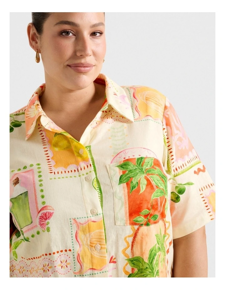 Kailani Linen Button Up Shirt in Multi image 4
