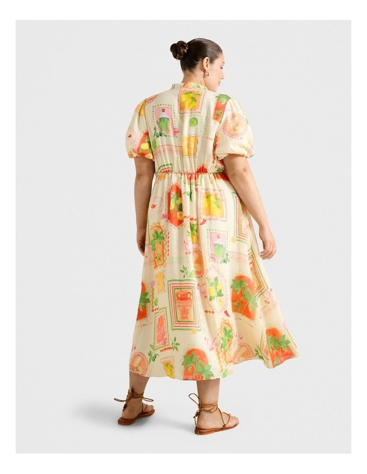 Sophie Puff Sleeves Midi Dress in Multi image 2