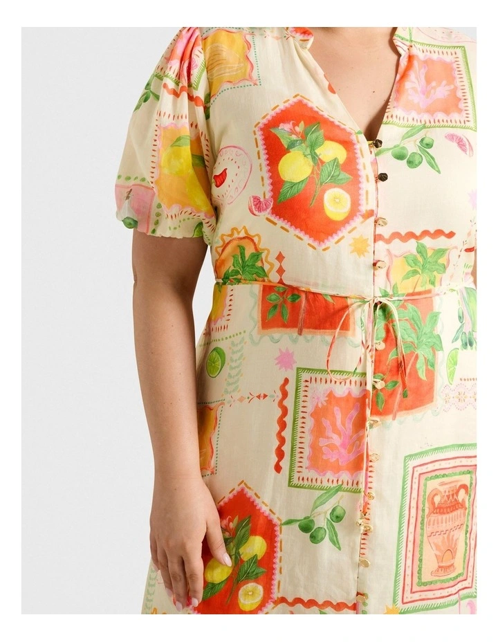 Sophie Puff Sleeves Midi Dress in Multi image 4