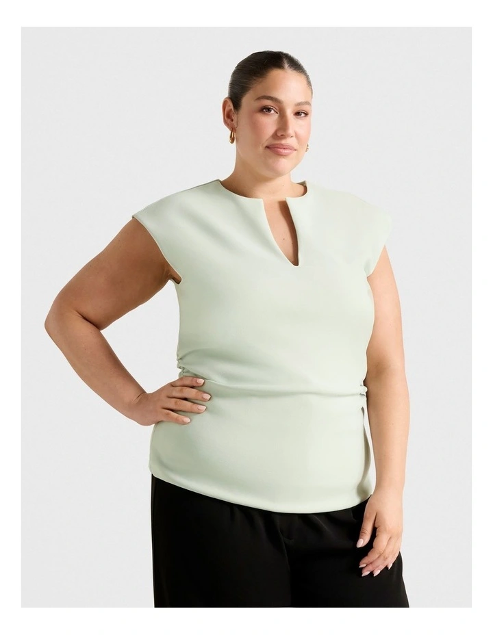 Montana V Neck Top in Green image 3