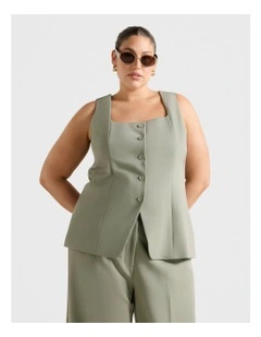 Haisley Square Neck Waistcoat in Green