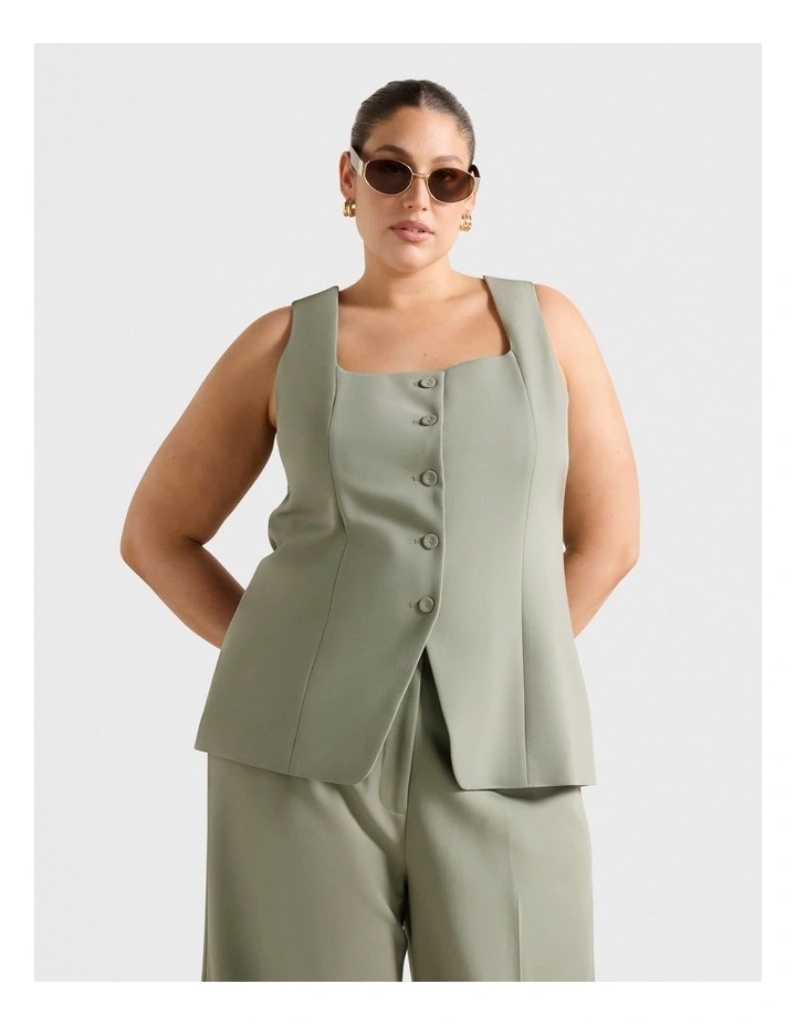 Haisley Square Neck Waistcoat in Green image 1