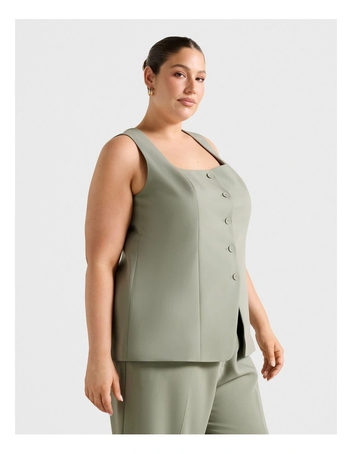 Haisley Square Neck Waistcoat in Green image 3
