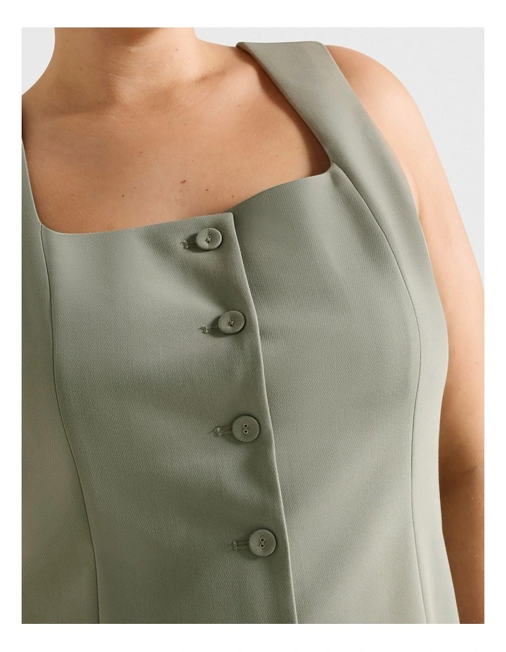 Haisley Square Neck Waistcoat in Green image 4