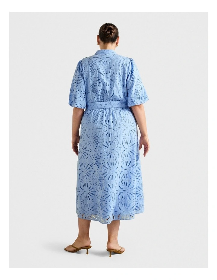 Valencia Broderie Shirt Dress in Blue image 2