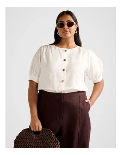 Riley Button Front Top in White