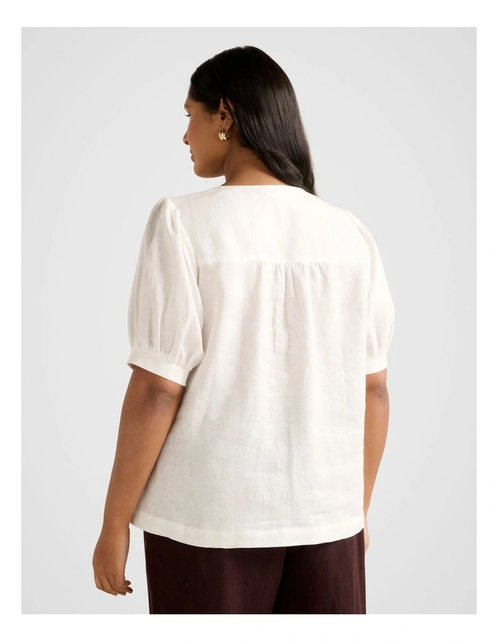 Riley Button Front Top in White image 2