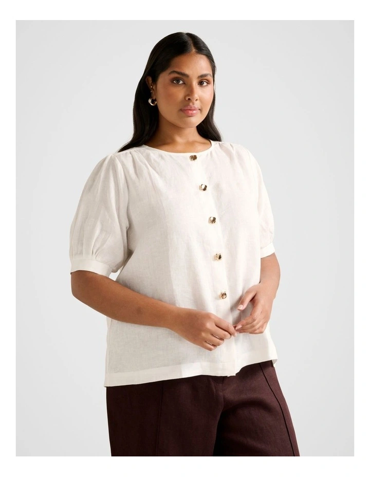 Riley Button Front Top in White image 3