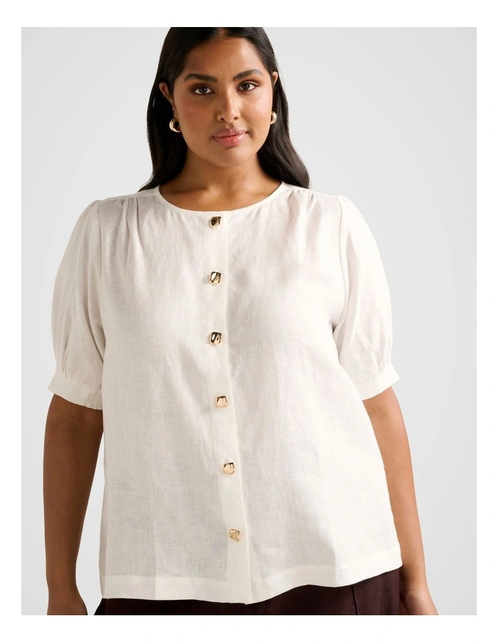 Riley Button Front Top in White image 4