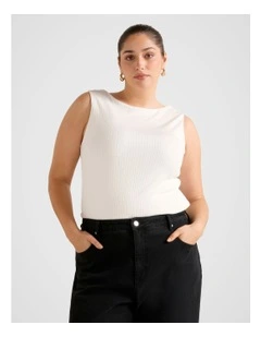 Frankie Boat Neck Tank Top in White