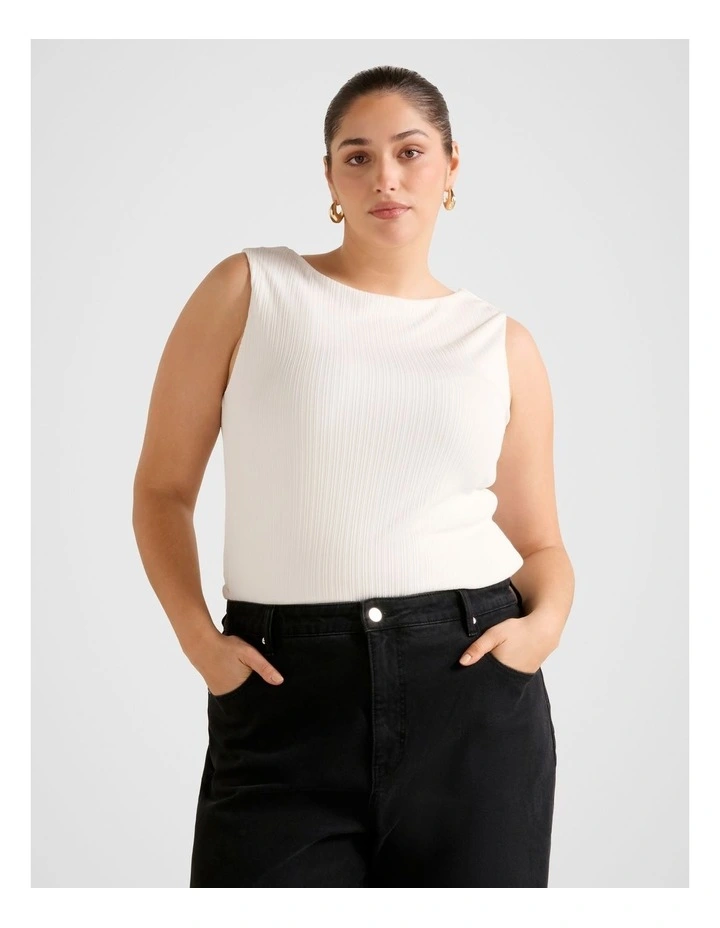 Frankie Boat Neck Tank Top in White image 1