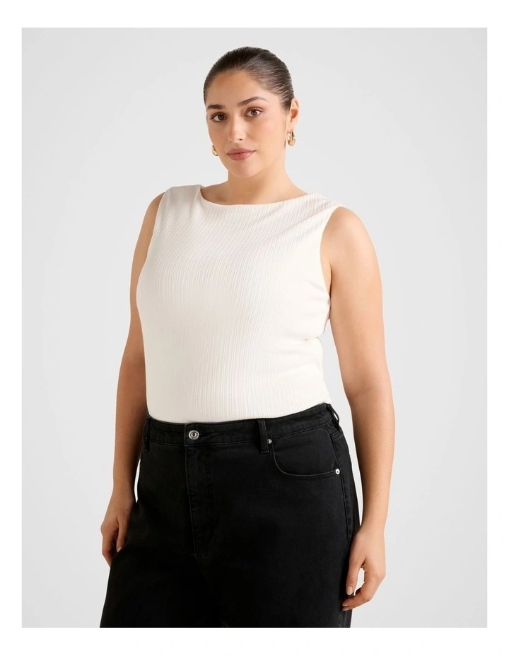 Frankie Boat Neck Tank Top in White image 3