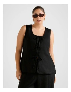 Tia Tie Front Waistcoat in Black