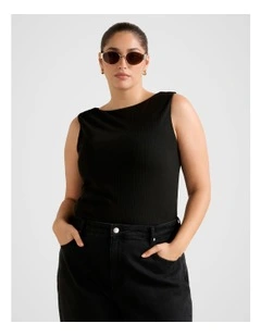Frankie Boat Neck Tank Top in Black