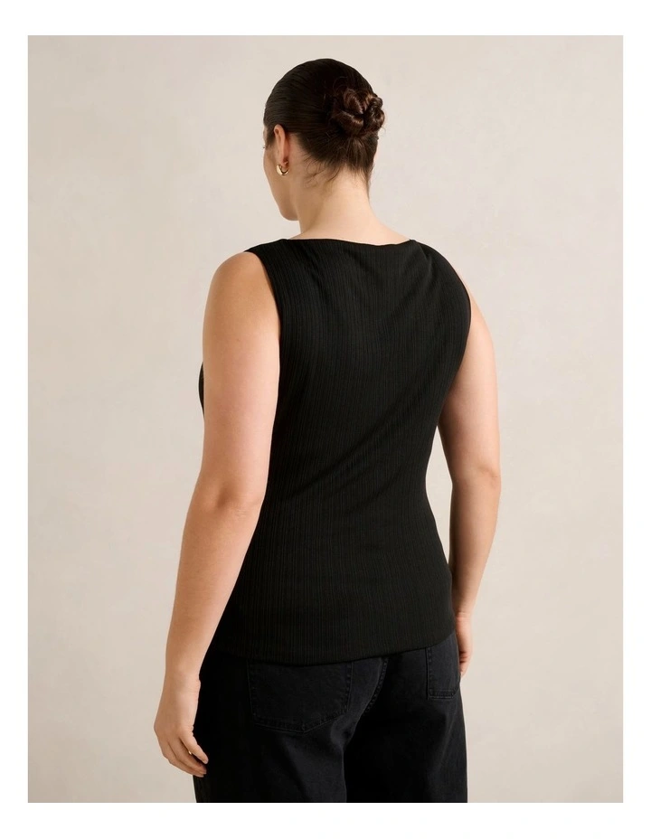 Frankie Boat Neck Tank Top in Black image 2