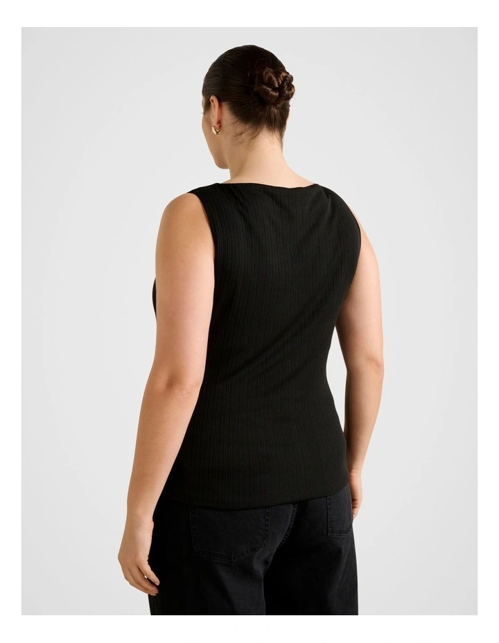 Frankie Boat Neck Tank Top in Black image 2