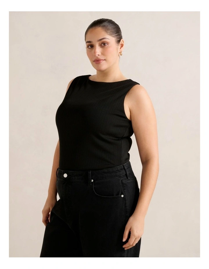 Frankie Boat Neck Tank Top in Black image 3