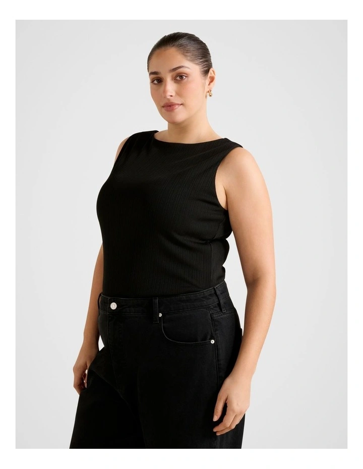 Frankie Boat Neck Tank Top in Black image 3