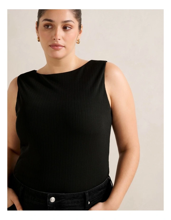 Frankie Boat Neck Tank Top in Black image 4
