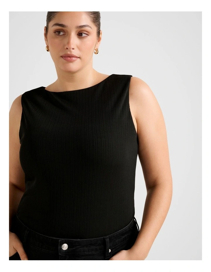 Frankie Boat Neck Tank Top in Black image 4