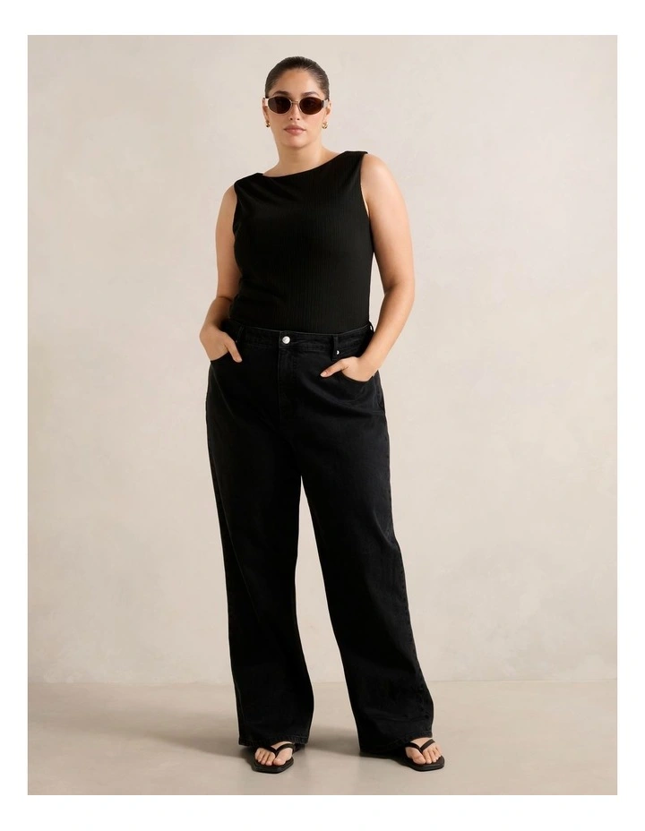 Frankie Boat Neck Tank Top in Black image 5