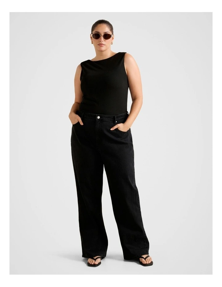 Frankie Boat Neck Tank Top in Black image 5