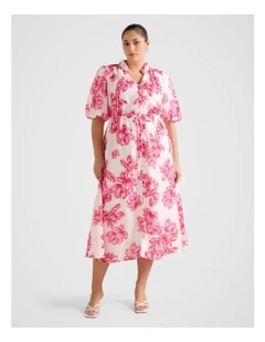 Macey Printed Midi Dress in Pink