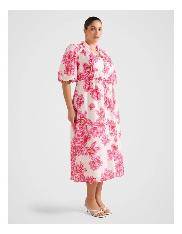 Macey Printed Midi Dress in Pink image 3