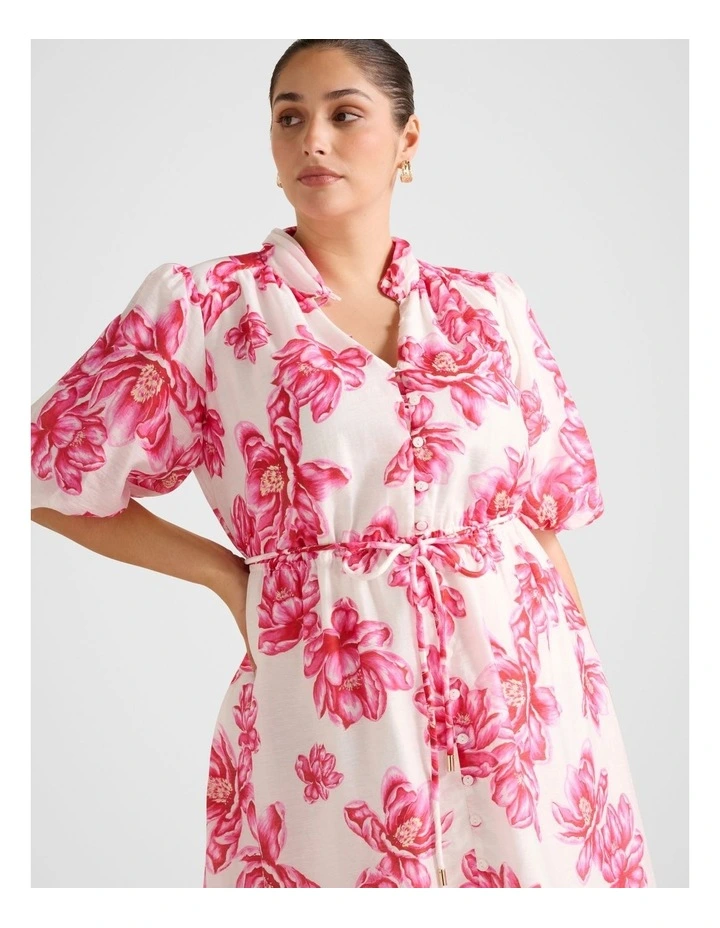 Macey Printed Midi Dress in Pink image 4