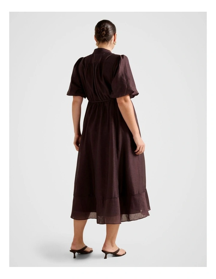 Viola Tie Midi Dress in Chocolate image 2