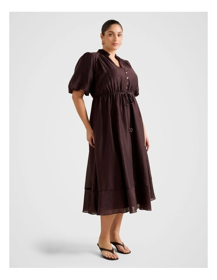 Viola Tie Midi Dress in Chocolate image 3
