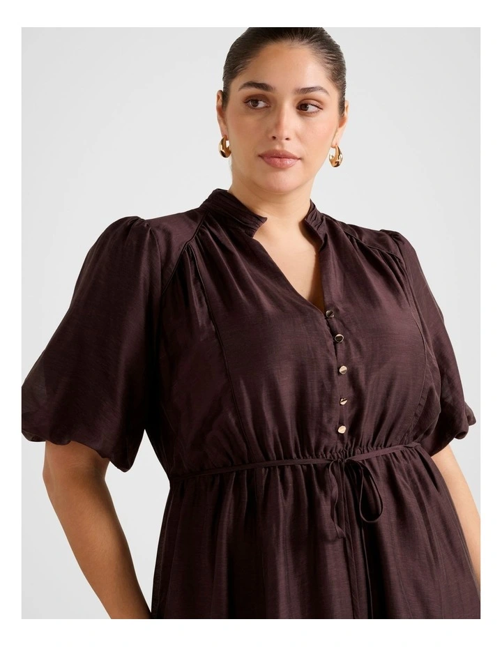 Viola Tie Midi Dress in Chocolate image 4